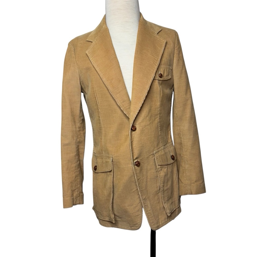 Vintage 70s Lee Corduroy Safari Jacket Blazer Men's 42L Cowboy Boho Western